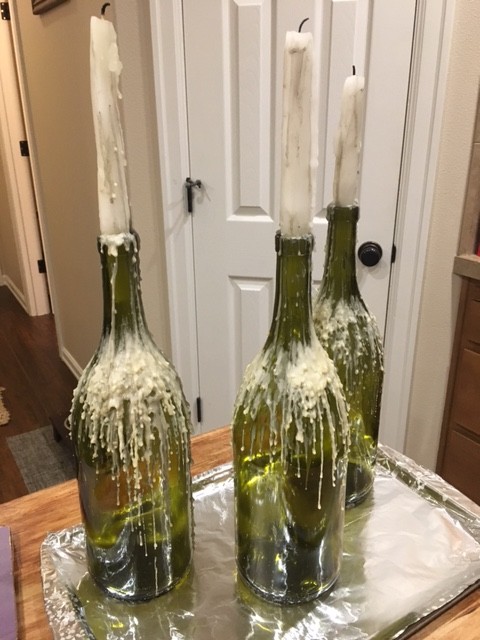Wax-Dripped Wine Bottle Candle Holders. Photo Credit: J.H. Winter
